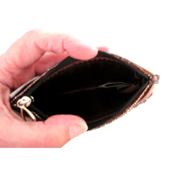 Horn  & Silk Wristlet Clutch Purse W Beaded Braided Strap Vintage Mod by Design - Picture 3 of 8